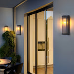 Creative Glass Waterproof LED Black Modern Solar Wall Lamp Exterior Lights - Lamp Outdoor