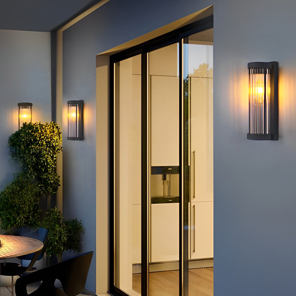 Creative Glass Waterproof LED Black Modern Solar Wall Lamp Exterior Lights - Lamp Outdoor