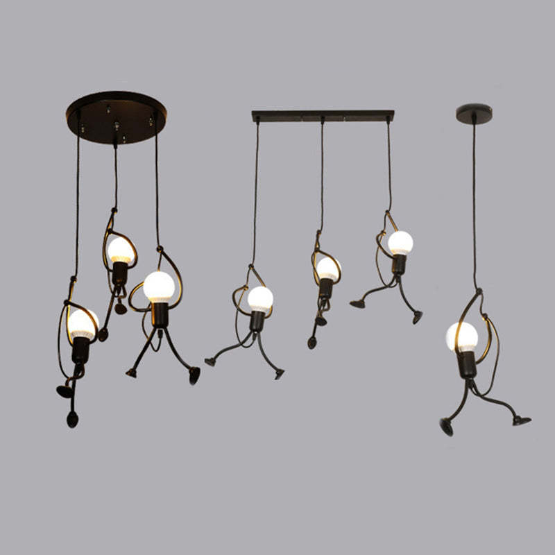 Miro Retro Modern Iron Man Pendant Light, Black - Lamp Outdoor