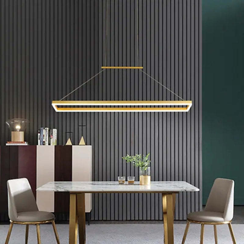 Gloen Modern Rectangular Hanging Pendant Light, Gold/Coffee - Lamp Outdoor