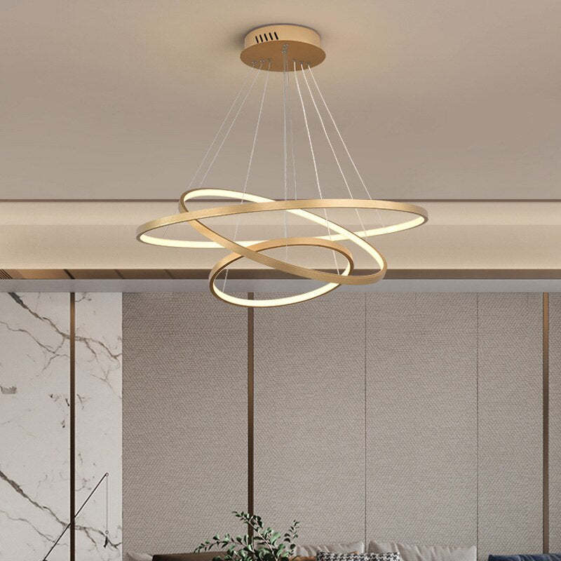 Aluna Pendant Light, Inner Ring Illuminated, White/Black/Gold - Lamp Outdoor