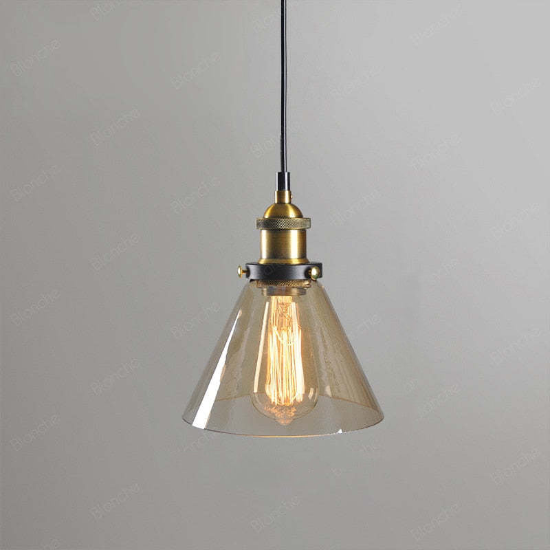 June Industrial Glass Pendant Light Clear/Amber/Smoke Grey - Lamp Outdoor