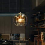 June Glass Globe Pendant Light Clear &Amber - Lamp Outdoor