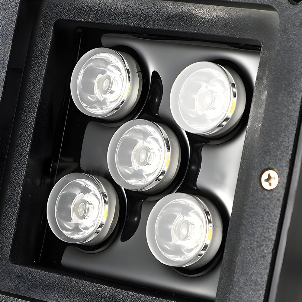 5-Light LED Modern Square In-Ground Well Lights Step Deck Lighting with Light Sensor for Pathways - Lamp Outdoor