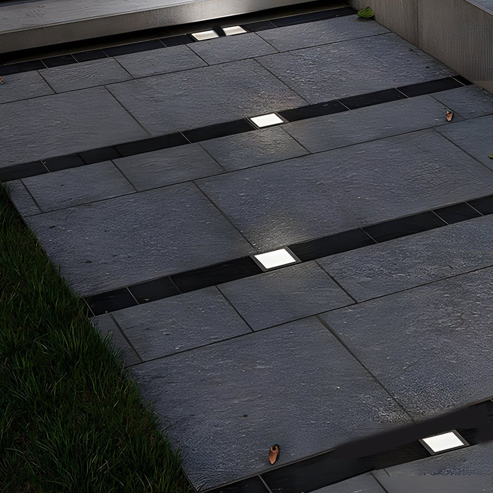 5-Light LED Modern Square In-Ground Well Lights Step Deck Lighting with Light Sensor for Pathways - Lamp Outdoor