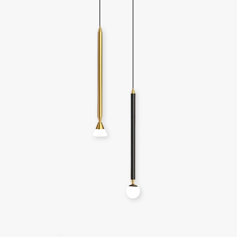 Auri Linear Metal Pendant Light Bedside, Black & Gold - Lamp Outdoor