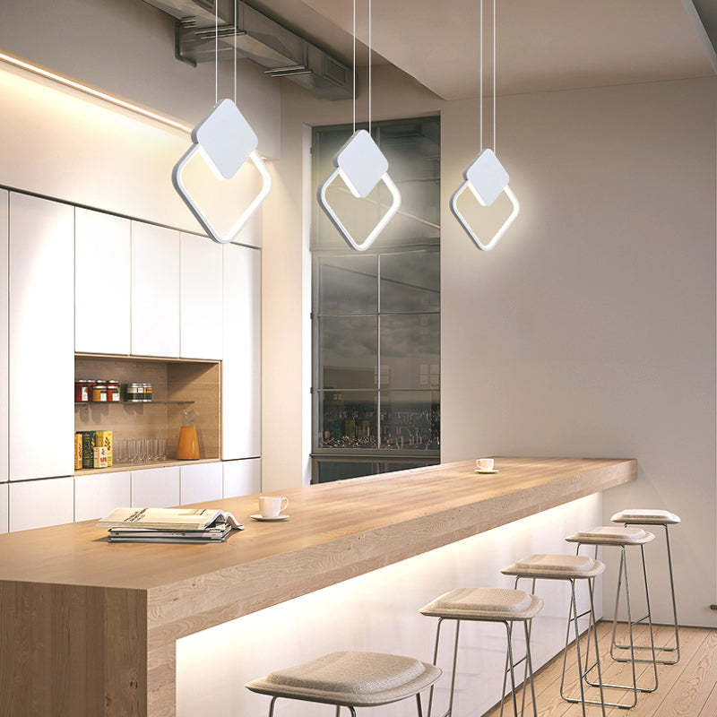 Doria Modern LED Pendant Light Black/White Metal Living Room - Lamp Outdoor