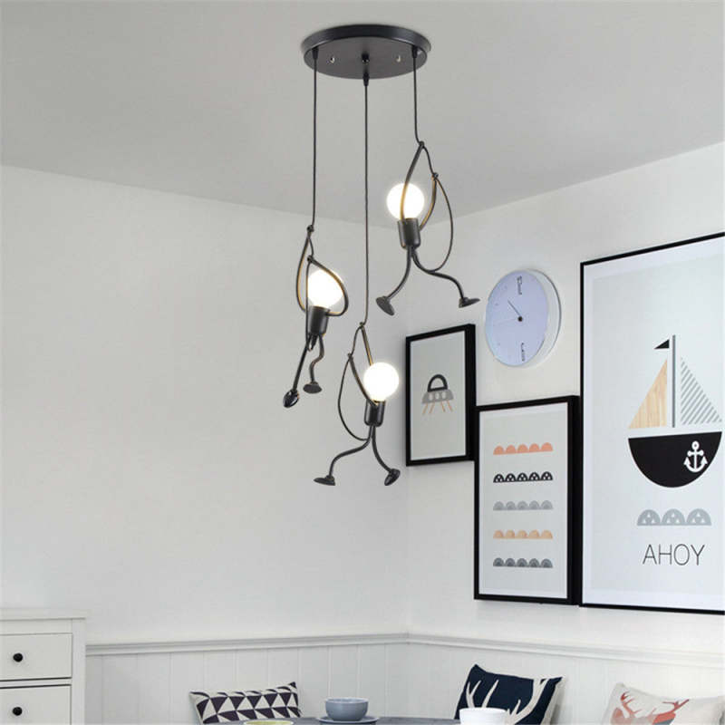 Miro Retro Modern Iron Man Pendant Light, Black - Lamp Outdoor