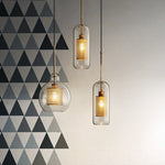 Hessa Contemporary Golden Pendant Light, Glass, Globe/Cylindric - Lamp Outdoor