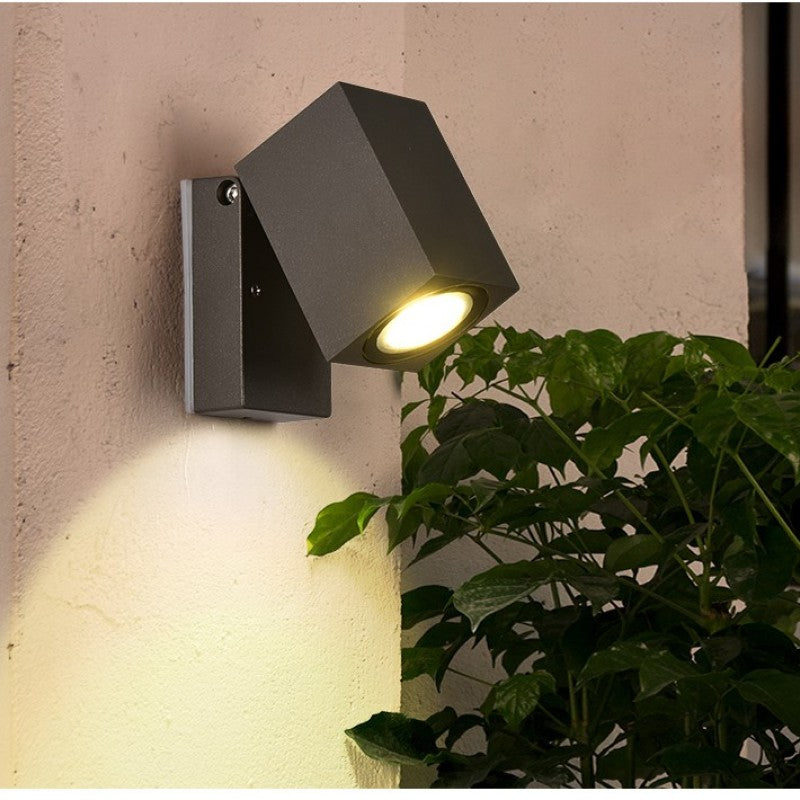 Artiq Modern Outdoor Rotatable Metal Spotlight Wall Lamp, Black - Lamp Outdoor