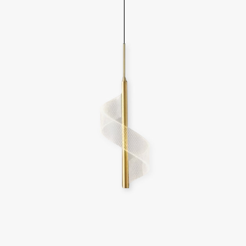 Zeva Vintage Golden Ribbon Pendant Light, Metal/Acrylic - Lamp Outdoor