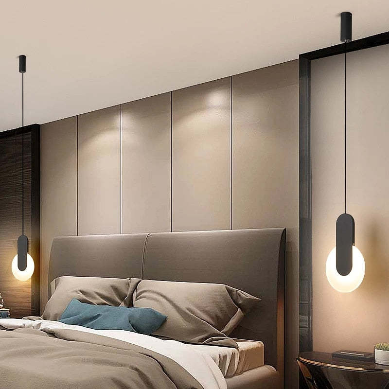 Doria Modern LED Pendant Light Black/White Metal Living Room - Lamp Outdoor