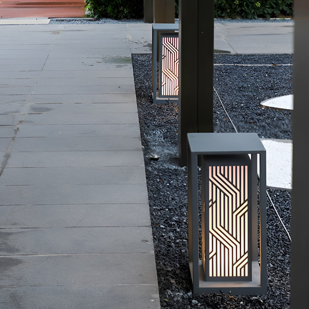 Gray Retro Aesthetic Waterproof LED Outdoor Pathway Cuboid Lantern - Lamp Outdoor