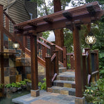 1-Light Tea Glass Globe Outdoor Pendant Lights Outside Haning Lantern Chandelier - Lamp Outdoor