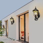 1-Light Antique Black Waterproof Seeded Glass Outdoor Wall Light - Lamp Outdoor