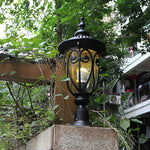 Round Bubble Glass Waterproof Black European Style Outdoor Pillar Lamp - Lamp Outdoor