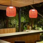 Waterproof Classic Rattan Lanterns LED Red Modern Outdoor Chandelier - Lamp Outdoor
