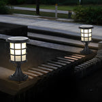 Round Cage Waterproof LED Black Modern Solar Fence Post Lights with Remote - Lamp Outdoor