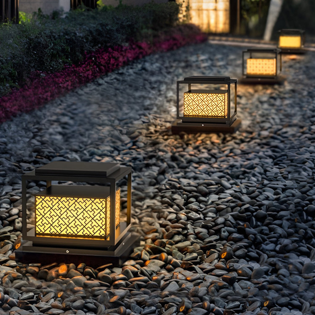 Square Waterproof Modern Solar Outdoor Fence Post Lights Pillar Light - Lamp Outdoor
