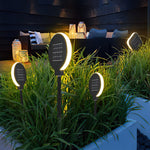 Modern Circular Black Solar LED Lawn Light - Lamp Outdoor