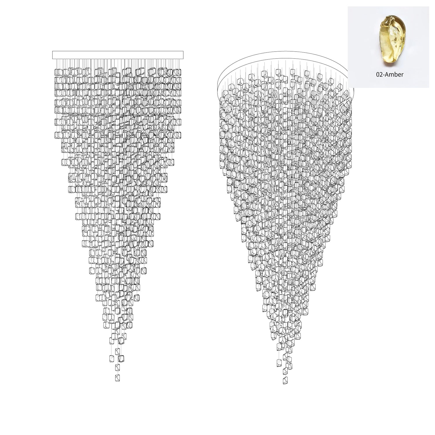 Veshaa Postmodern Luxury Stone Crystal Chandelier - Lamp Outdoor