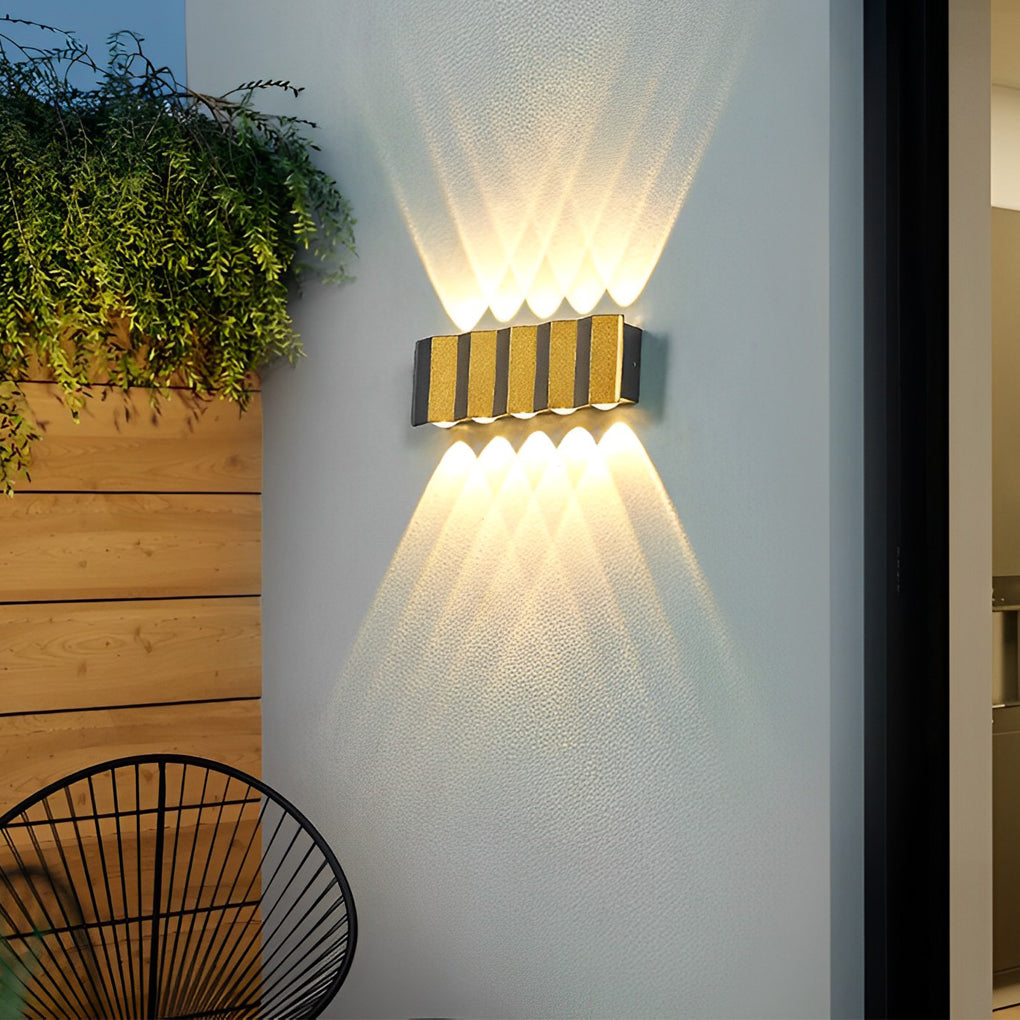 Black & Gold Aluminum LED Outdoor Up Down Wall Light - Lamp Outdoor