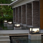 Square Waterproof Mountain Scenery Traditional Solar Post Caps Lights - Lamp Outdoor
