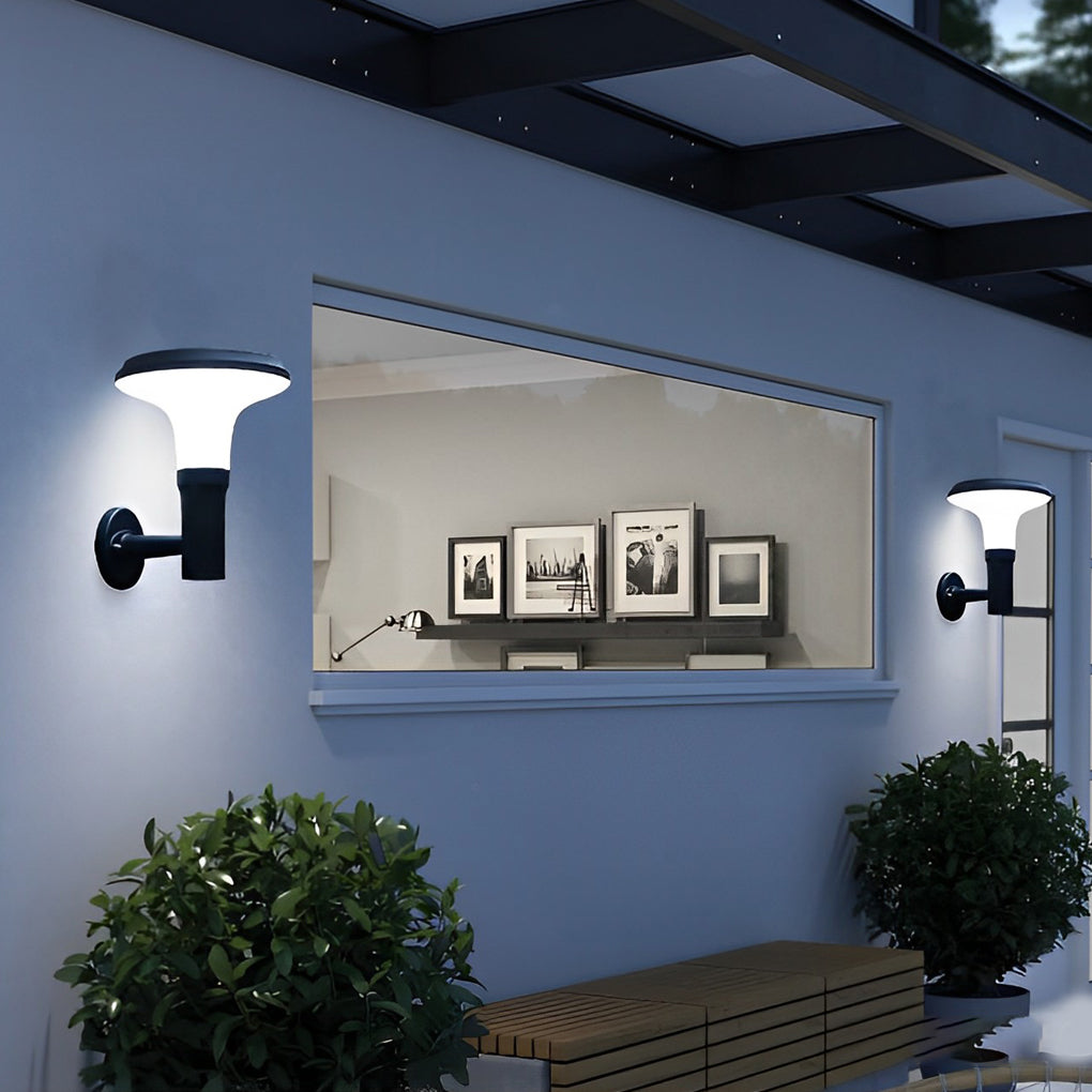Round Flower LED Waterproof Black Modern Solar Wall Lamp Wall Sconces Lighting - Lamp Outdoor