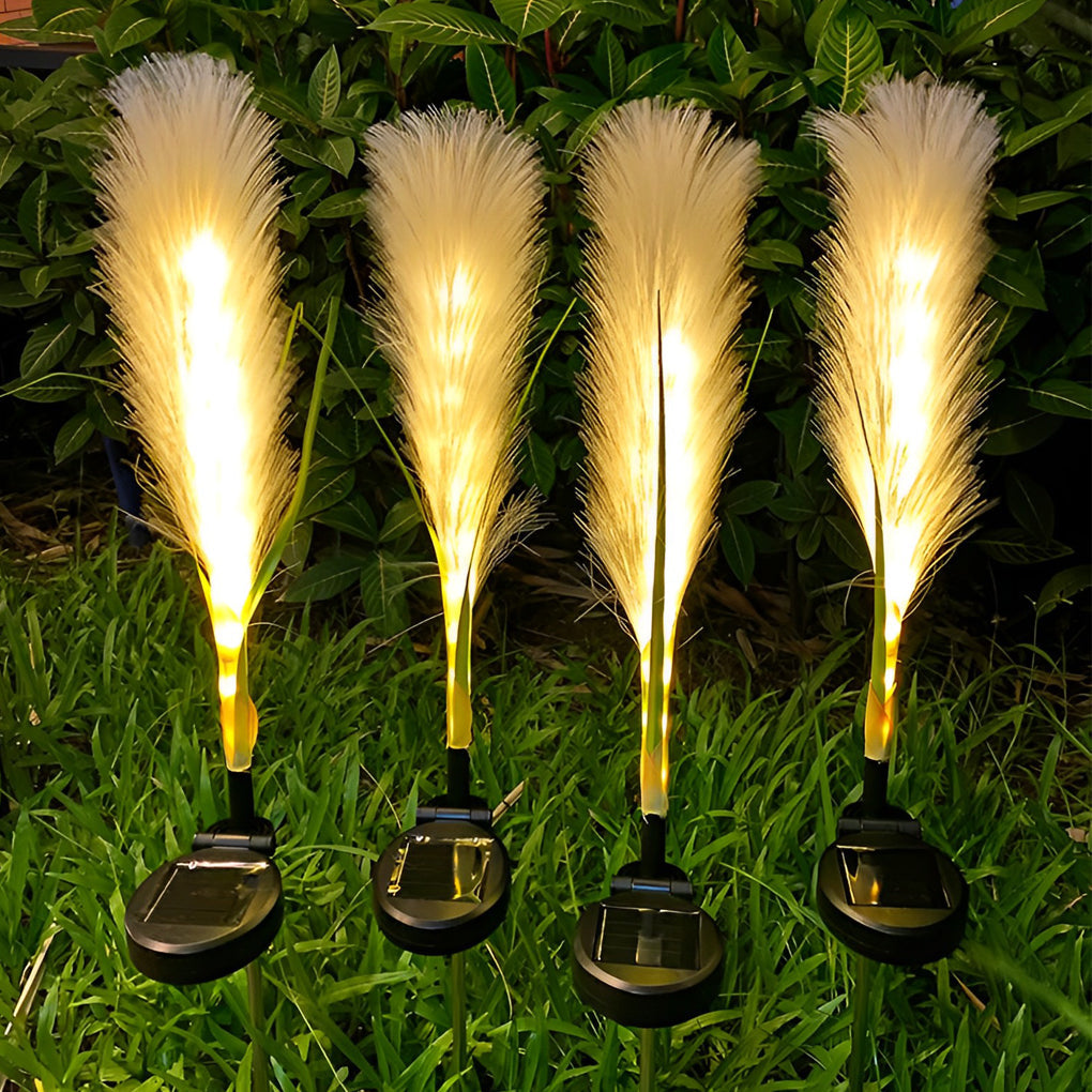 2PCS Hairy Reed LED Solar Lawn Lamps - Lamp Outdoor