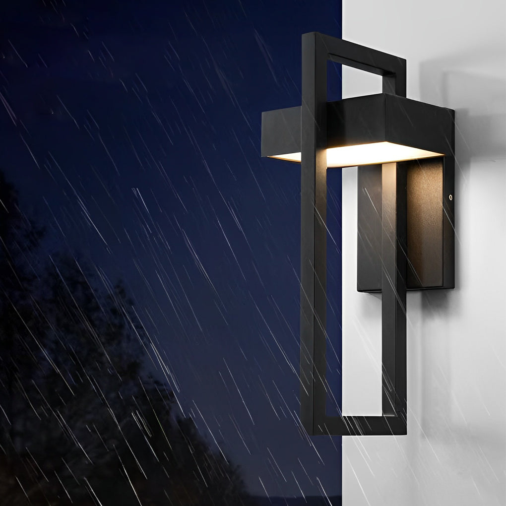 Rectangular Minimalist LED Waterproof Black Modern Outdoor Wall Lamp - Lamp Outdoor