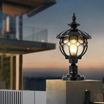 Flower Ball Cognac Glass Waterproof European Style Outdoor Pillar Lamp - Lamp Outdoor