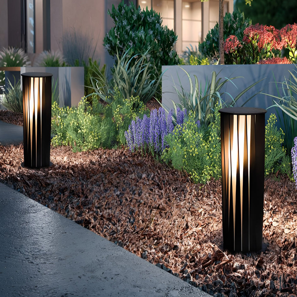 Geometric Black Cage Solar LED Pathway Lights - Lamp Outdoor