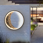 Round Resin Moon Crescent LED Hardwired Outdoor Wall Light - Lamp Outdoor
