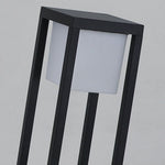 Hollow Rectangular Solar LED Pathway Bollard Lights Black Aluminum Modern Design - Lamp Outdoor