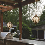 European-style Retro Pendant Aluminum Glass Hanging Ball Outdoor Ceiling Light - Lamp Outdoor