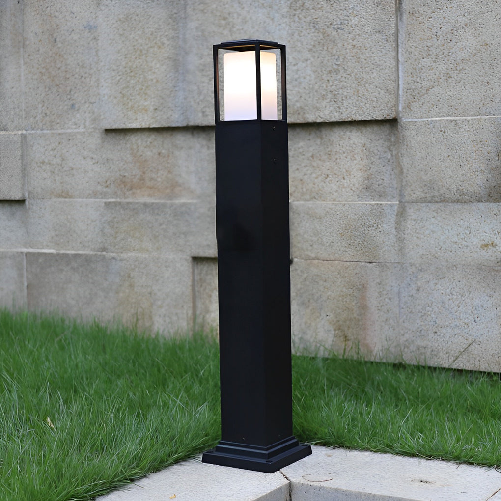 31.49 Inch High Black Aluminum Bollard Path Lights Elegant Square Outdoor Lighting - Lamp Outdoor