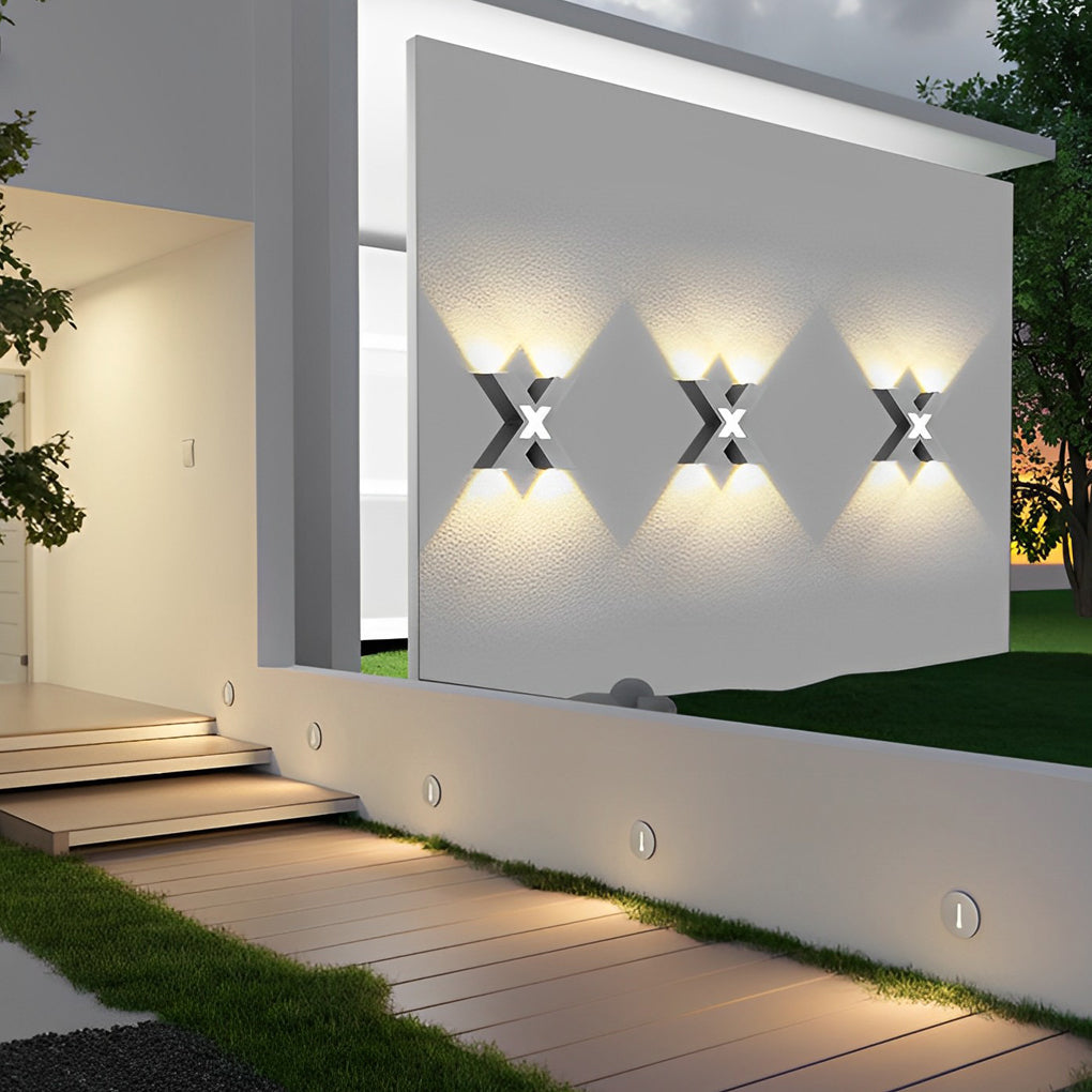 X Shape Creative Waterproof LED Black Modern Outdoor Wall Lamp Exterior Lights - Lamp Outdoor