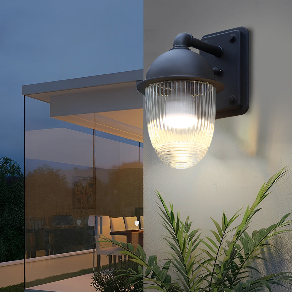 Waterproof Glass Ball Matte Black Modern Outdoor Wall Lamp Exterior Lights - Lamp Outdoor