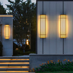 Retro Vertical Stripe Grid LED Waterproof Brown Outdoor Wall Lamp - Lamp Outdoor
