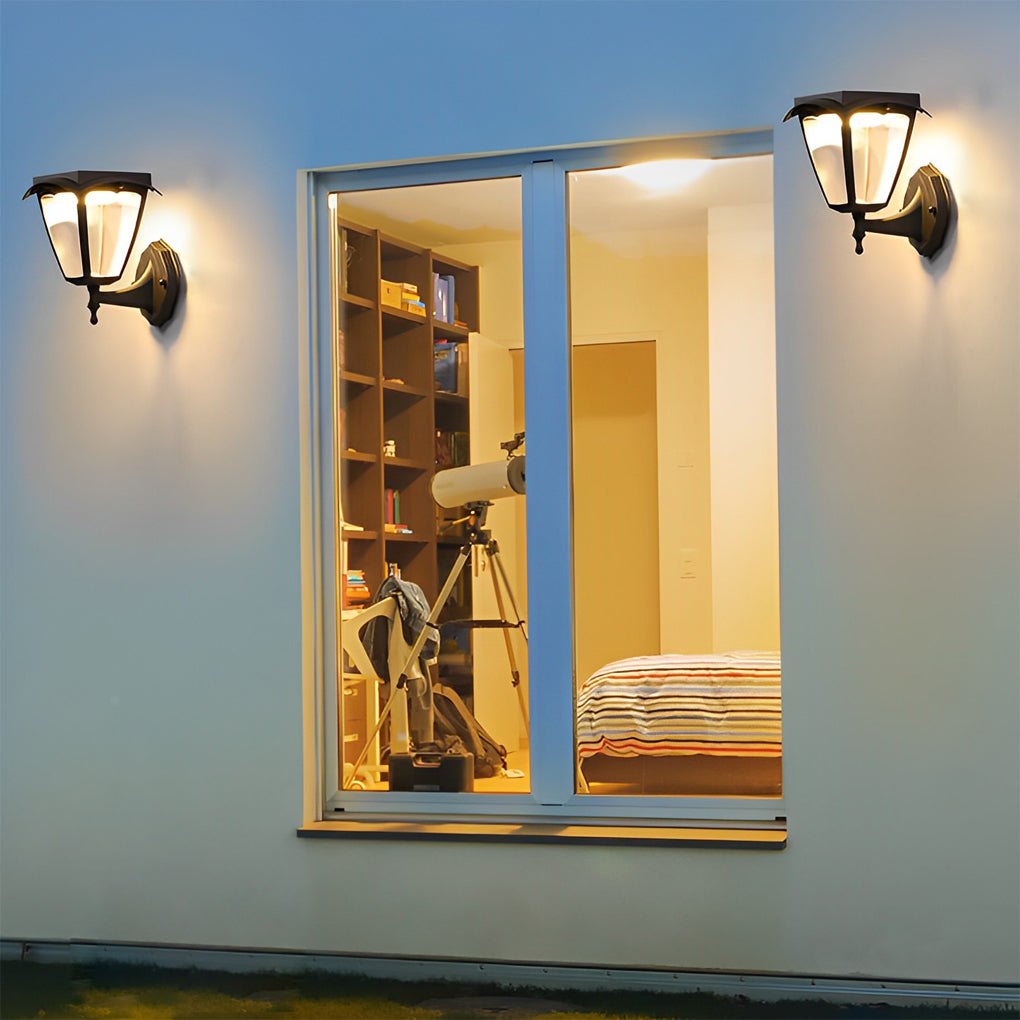 1-Light Black Solar Powered Porch Sconce LED Outdoor Wall Light - Lamp Outdoor