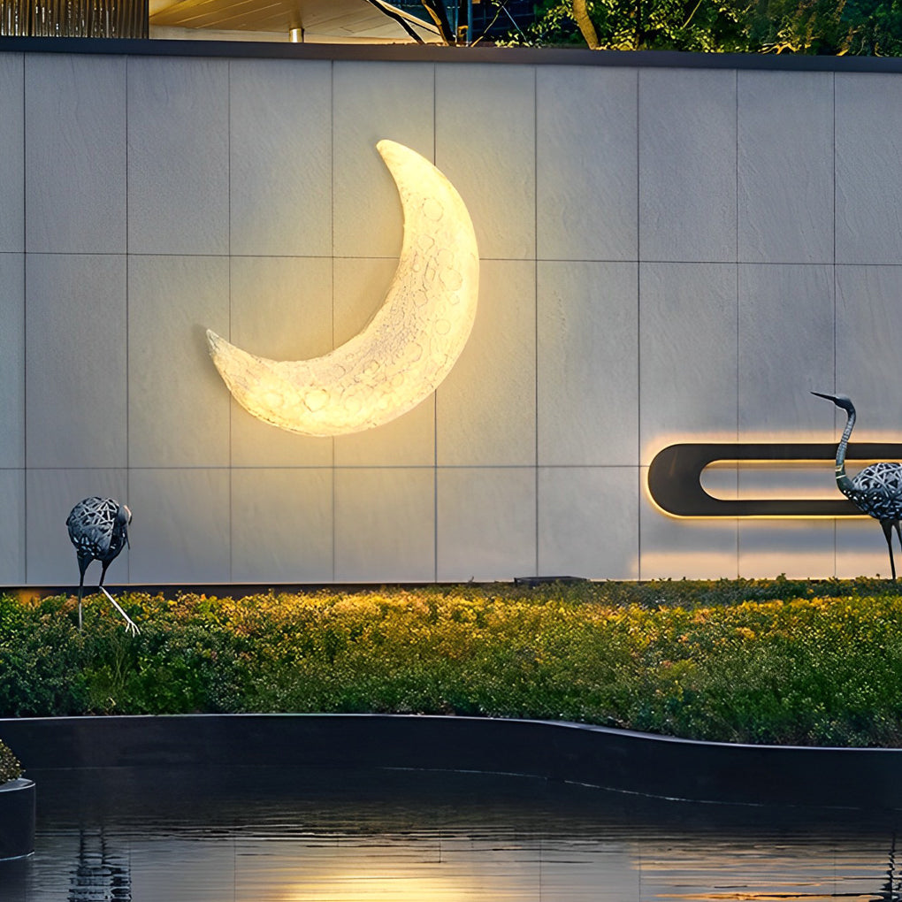 Creative Resin Moon Waterproof LED Modern Outdoor Wall Sconce Lighting - Lamp Outdoor