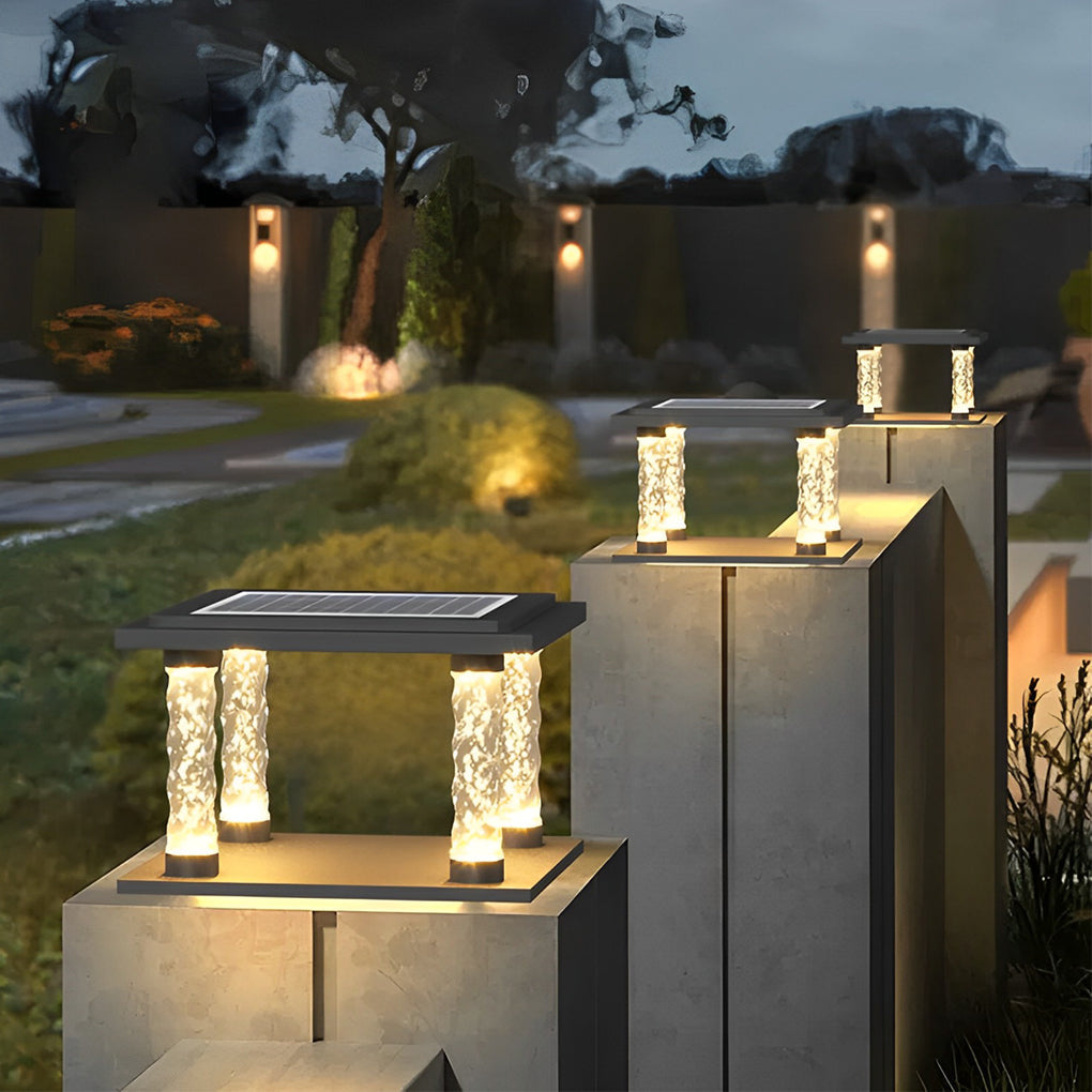 Bubbles Lamppost Square Waterproof LED Modern Solar Post Caps Lights - Lamp Outdoor