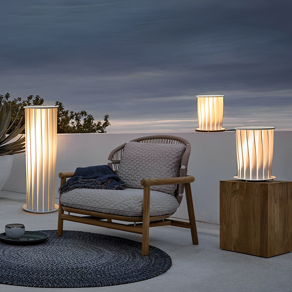 Twisted Metal Lantern LED Waterproof White Modern Solar Lawn Lights - Lamp Outdoor