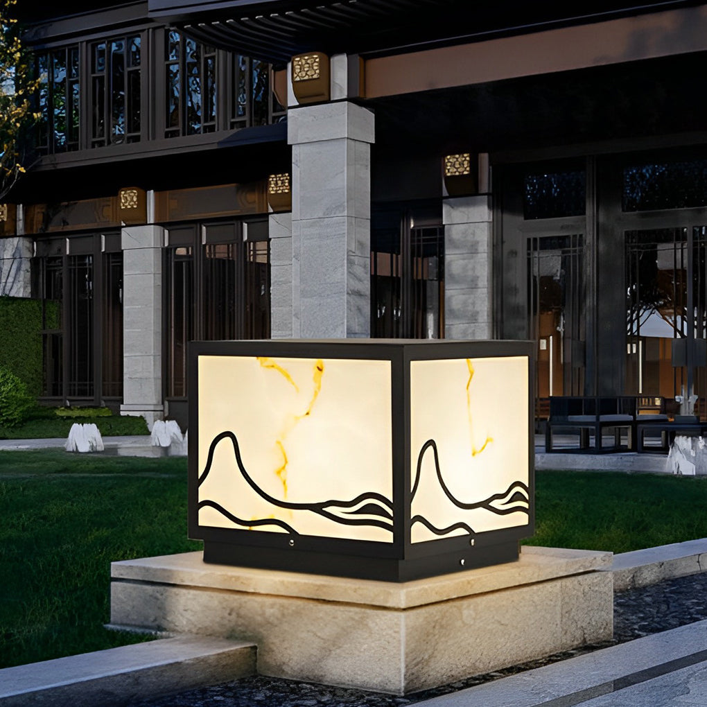 Waterproof LED Mountain Scenery Intelligent Solar Solar Post Caps Lights - Lamp Outdoor