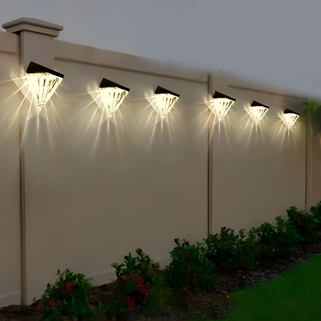 2PCS Geometric LED Waterproof Black Solar Wall Lamp Outdoor Wall Lights Fixture - Lamp Outdoor