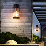Waterproof Iron Glass Lantern Black Retro Rustic Exterior Wall Lights - Lamp Outdoor