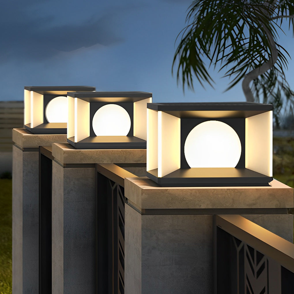 Square LED Waterproof Modern Solar Post Caps Lights Deck Post Lights - Lamp Outdoor