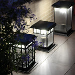 Retro Glass LED Waterproof Matte Black Modern Solar Fence Post Lights - Lamp Outdoor