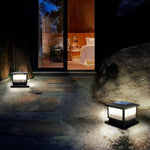 Creative Square Waterproof LED Black Modern Solar Fence Post Lights - Lamp Outdoor