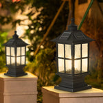 Waterproof Dimming LED Black Modern Solar Post Caps Light with Remote Control - Lamp Outdoor